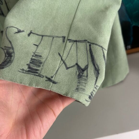 Conrad C Stylish Green Patterned Blazer Hand Drawn 14 - Picture 5 of 16